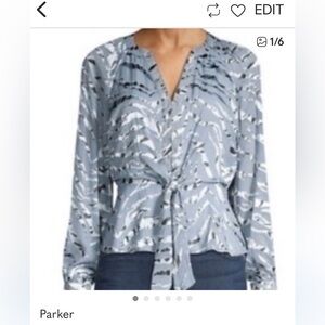 Spring is in the air with this Parker Bluish/ Gray zebra Patterned Blouse